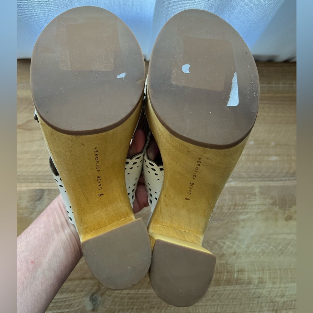 Veronica Beard Gaynor Platform Leather Sandals In White Size 8 New - Picture 8 of 13